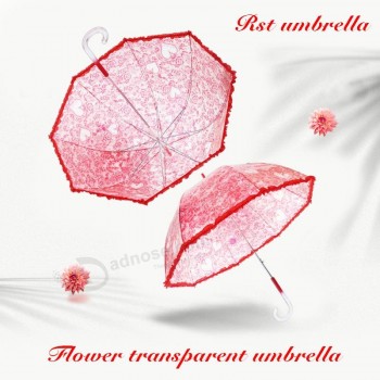 2018 Nuevo esTilo de la venTa calienTe personalizado impresión promocional paraguas TransparenTe boda con nuevo diseño