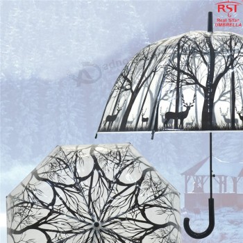 Creative Clear Forest series branch design clear umbrella Dome antelope animal umbrella with your logo