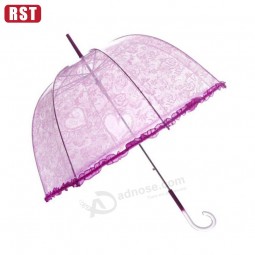 Regenschirm-späTesTer EnTwurf des heißen VerkaufsdamenspiTzeschirms TransparenTer HochzeiTsregenschirm