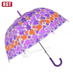 热卖2018塑料8肋长柄伞透明便宜价格鲜艳的彩色伞