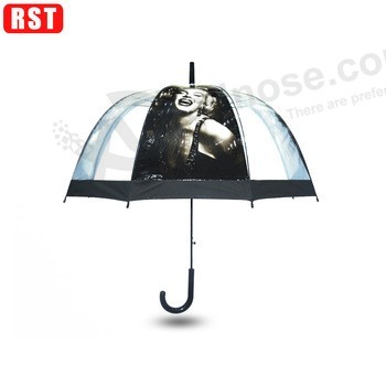 дешевый прозрачный прозрачный защищенный от дождя прямой зонтик Promoтb poe пластиковый зонтик