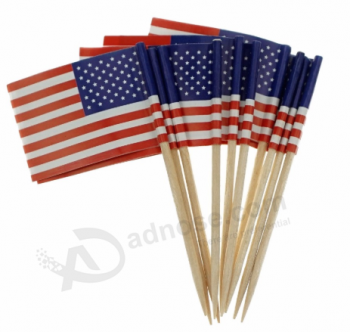 Factory Cheap Custom Wooden Toothpick Cocktail Flag