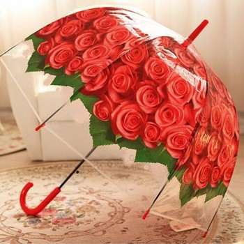 PromoTions klar Rose Design TransparenT Regenschirm Poe parabolisch Regenschirm Kuppel Regenschirm
