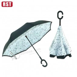 Chinese supplier wholesale C handle double layer Christmas gift inverse umbrella with your logo