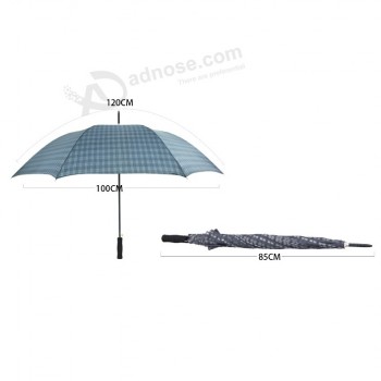 격자 디자인 중국 공장 자동 스트레이트 풀 바디 골프 우산을 엽니 다