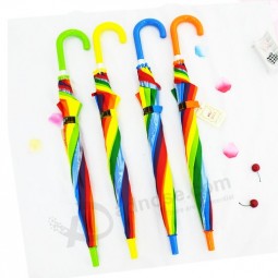 Ultra light long-handle children dual use rainbow windproof funny umbrellas with your logo