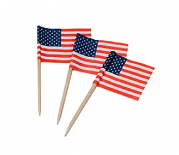 Venta al por mayor palillos de América bandera palillos de dientes banderas de cóctel