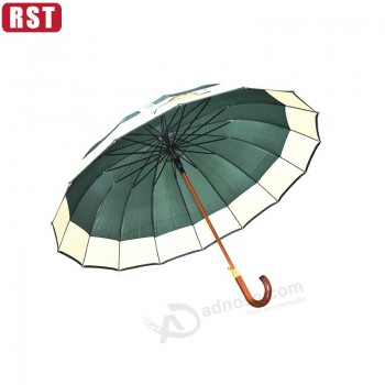 Chinese supplie straight 16k wood handle rain umbrella custom design your own logo and advertisement with your logo
