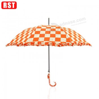 Made in China compact umbrella colorful lace edge ladies straight sun umbrella with your logo