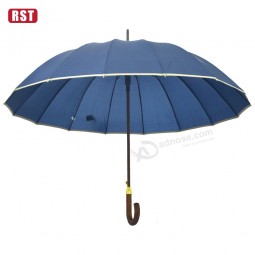 25.5 Polegadas clássico auTo aberTo j alça guarda-chuva sombrinha guarda-sol com 16 cosTelas guarda-chuva alça longa