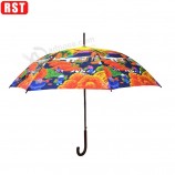 高品質の中国のメーカー自動オープン防風ストレート木製のハンドルの傘