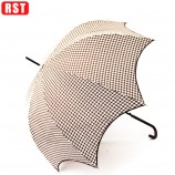 도매 새로운 제품 appollo 모양 명주 소재 자동 태양 열 및 비가 숙녀 스트레이트 mbrella