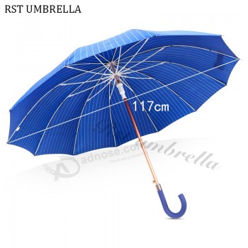 рекламный высококачественный алюминиевый сплав вал 12 ребер длинный прямой бизнес против капли зонтик