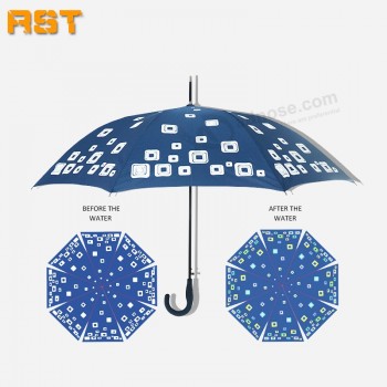 Water discoloration deluxe straight umbrella color changing umbrella with your logo