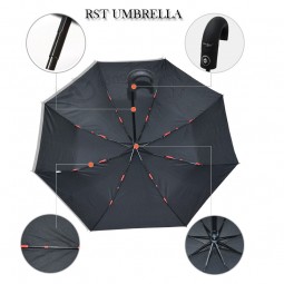 Happy Swan high quality three folding black bent handle umbrella 2019