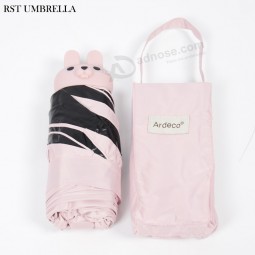 Moda simpaTico coniglieTTo con manici anTi ombrelloni da donna-Mini ombrello Tascabile