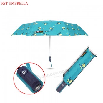 Uil onTwerp open en dichT paraplu promoTionele drie opvouwbare kenia paraplu
