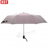 패션 디자인 우산 핫 세일 체크 디자인 세 접는 우산 고품질 평면 파라솔