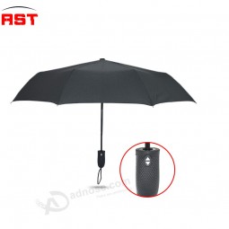 高品質の防風自動大人3折り畳み傘ブラック折り畳み傘