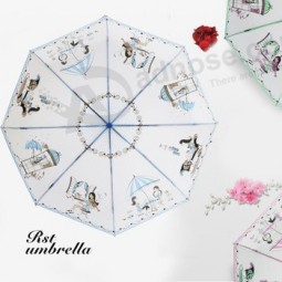 Brand high quality waterproof umbrella cartoon transparent folding umbrella with your logo
