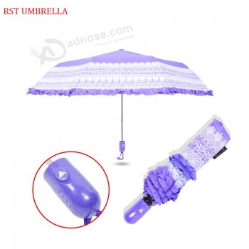 рекламный белый рисунок три складной зонт водонепроницаемый новый модель зонт