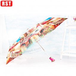 Wholesale fancy full printing 3 fold automatic fashion smart umbrella with your logo