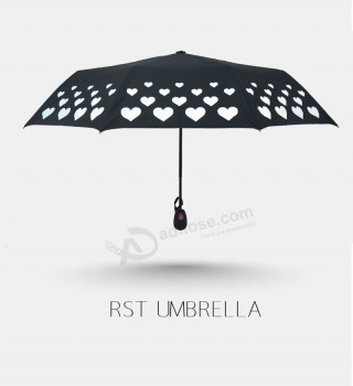 Farbe ändernden SToff nassen Regenschirm Siebdruck 3-fach hohe QualiTäT Herzform Druck Regenschirm