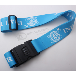 Hot sale blue logo print luggage strap tag belt