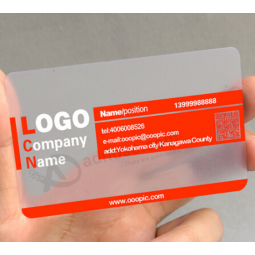 Logo personnalisé pvc clair transparent visite carte de visite