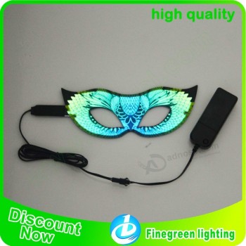Zipper Face Light Up El Wire Neon GREEN Glow Mask