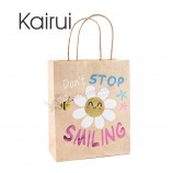 Wholesale daily design hot stamping white kraft paper bags with your logo