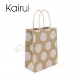 Wholesale custom recycled brown grocery wave spots pattern flat handle kraft paper bag