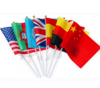 China leverancier polyester hand zwaaien vlag met stok