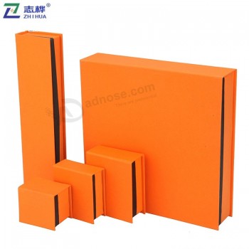 New Fashion Design Whole Set Bright Orange Paper Jewelry Gift Box with your logo