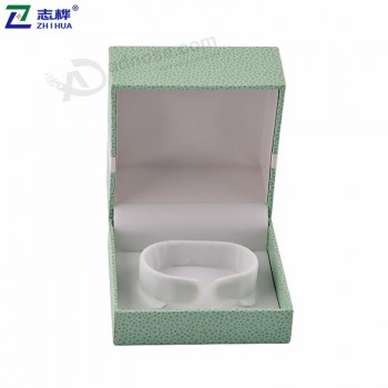 Zhihua品牌花式定制尺寸礼品皮革纸手镯盒浅绿色l即th即r即tt即纸手镯盒