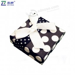 Fancy custom color gift box with lid and bow decorative paper ring box with your logo