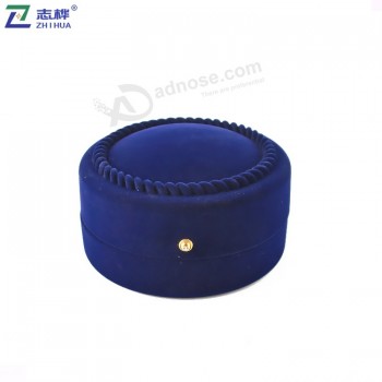 Zhihua品牌批发时尚圆形蓝色豪华工艺植绒螺纹手链盒