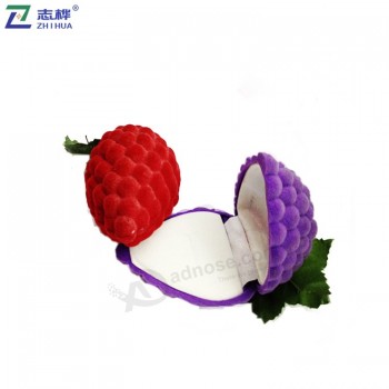 智华牌独特设计红紫色首饰盒植绒美丽耳环葡萄造型戒指盒