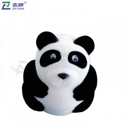 智华牌热卖高端可爱动物熊猫造型定制logo天鹅绒材质饰品戒指盒