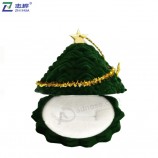 Green christmas trees shape velvet material jewelry packaging ring box