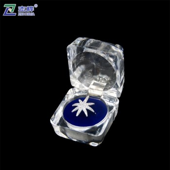 Cheap Imitated Crystal Glass Keeping Holder Transparent Acrylic Jewelry ring Box with your logo