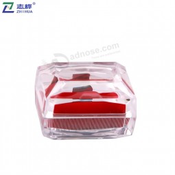 New product beautiful custom Plastic acrylic red backing strap Square clear Packing Box for Ring with your logo