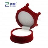 Wholesale unique design custom color velvet materisl Crown shape ring box with your logo