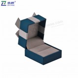 Made in China Best Quality Custom Fashionable Artificial Leather Material Ring Earring Jewelry Box with your logo