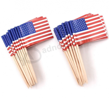 Small American Flag Disposable Paper Cocktail Flag Picks