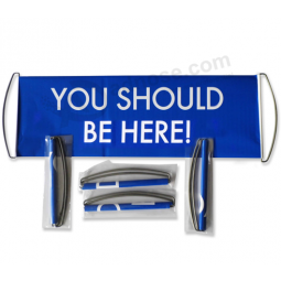 "you should be here " hand held scrolling banner auto retractable scroll banners