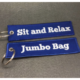 Fabric embroidered customized double sided key chains/ keychain