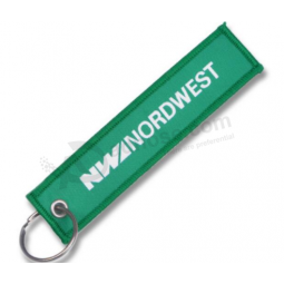 Polyester Twill Custom Double Logo Design Fabric Embroidery Keychain