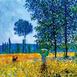 Non, EffEt dE la lumièrE du solEil f011 sous lEs pEupliErs, pEinturE célèbrE dE monEt, imagE décorativE, pEinturE à l'huilE dE paysagE EuropéEn