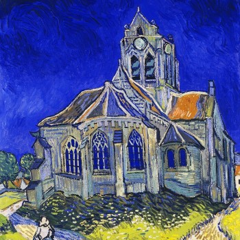 NO,F023 Auvers sur Oise Church,Van Gogh Painting, European Living Room Decoration Painting, Porch Murals, Hotel and Club Painting